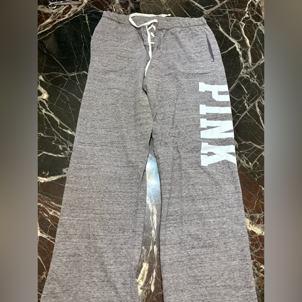 PINK Victoria's Secret Gray Women's Wide Leg Lace Up Sweatpants